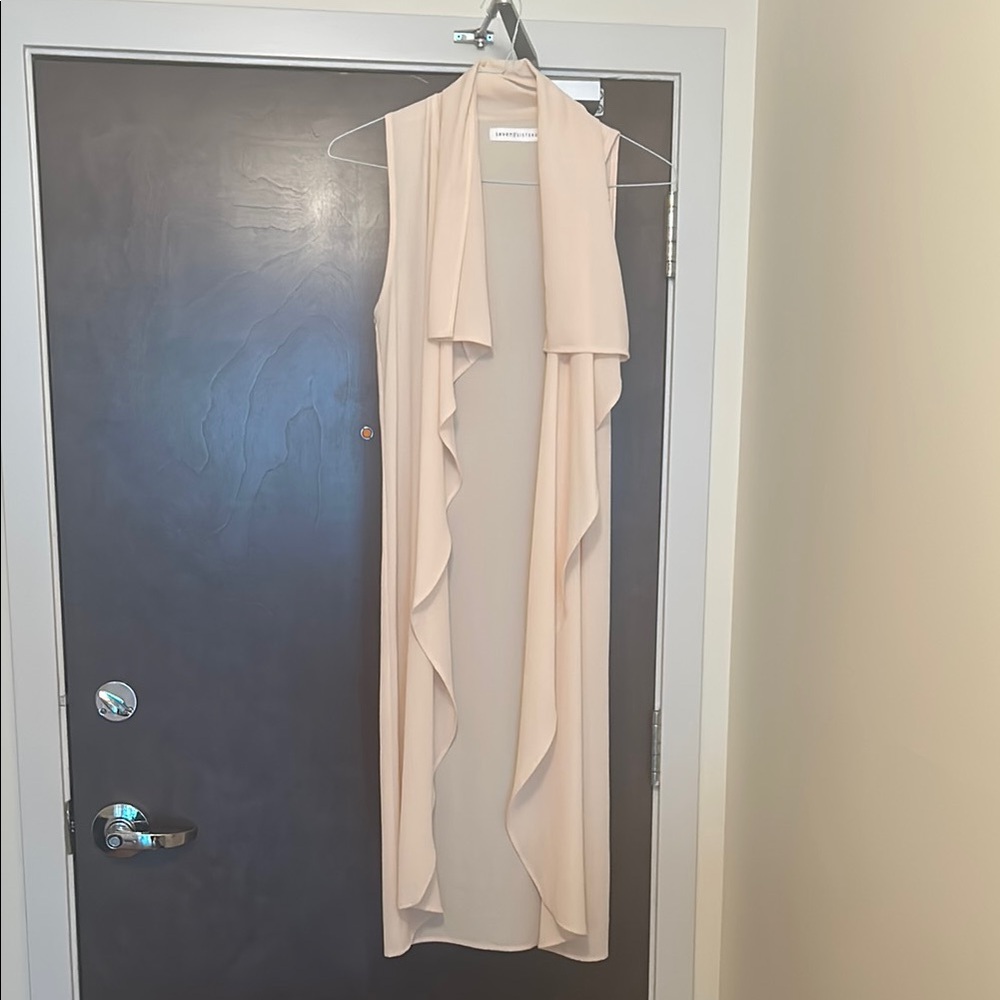 Silky Cream Sleeveless Waterfall Cardigan